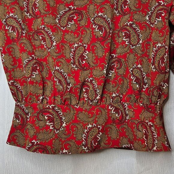Vintage Josephine Paisley Wrap Front Fitted Waist Professional CareerWear Blouse - Picture 5 of 16